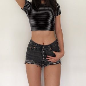Black & White Striped Crop Top